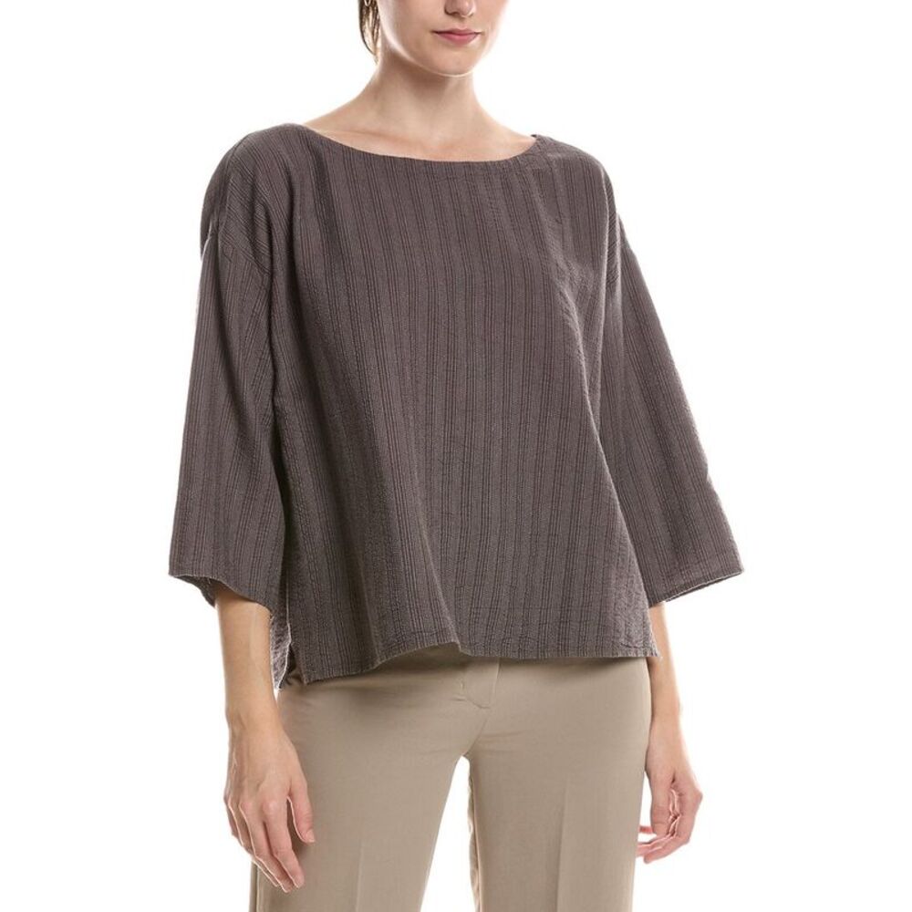 Eileen Fisher Womens  Bateau Neck Box Top, Brown